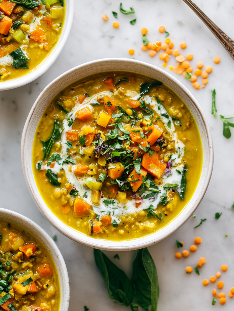 Turmeric Lentil Vegetable Soup Recipe